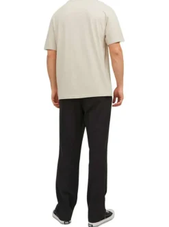 T-shirt en coton en transition beige uni coupe droite col rond