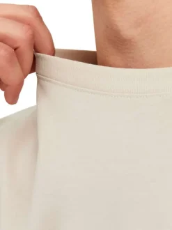 T-shirt en coton en transition beige uni coupe droite col rond