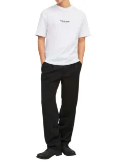 T-shirt en coton en transition blanc uni coupe droite col rond