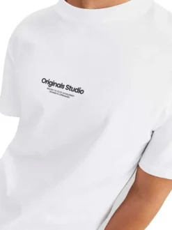 T-shirt en coton en transition blanc uni coupe droite col rond