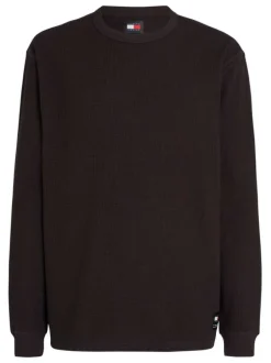 T-shirt en coton en transition noir uni coupe droite col rond