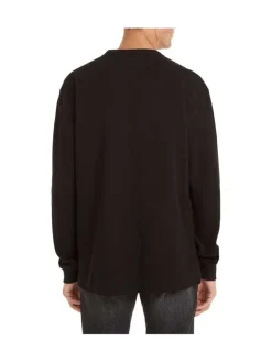 T-shirt en coton en transition noir uni coupe droite col rond