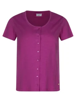 T-shirt en coton fuchsia uni pourvu d'un col rond de manches courtes