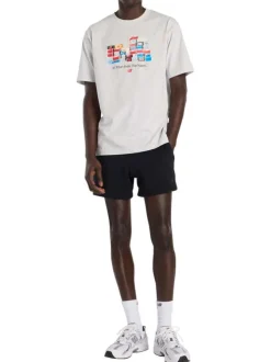 T-shirt en coton gris avec un imprimé, une coupe droite et un col rond