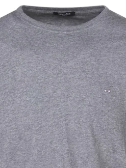 T-shirt en coton gris chiné à col rond avec le mini logo brodé