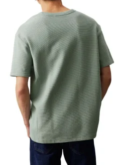 T-shirt en coton gris clair uni col rond et des manches courtes
