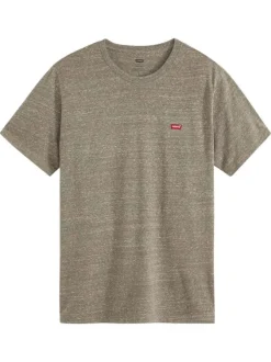 T-shirt en coton gris moucheté avec col rond et des manches courtes