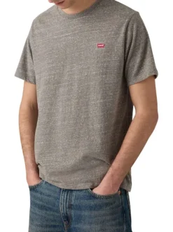 T-shirt en coton gris moucheté avec col rond et des manches courtes