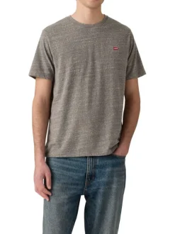 T-shirt en coton gris moucheté avec col rond et des manches courtes