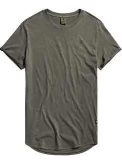 T-shirt en coton gris uni avec une coupe droite et logo iconique