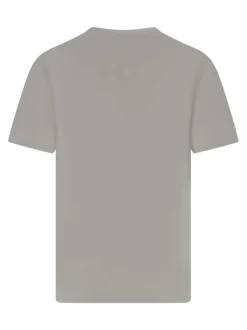 T-shirt en coton gris uni avec une coupe droite et un col rond