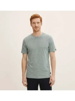 T-shirt en coton gris uni avec une coupe droite et un col rond