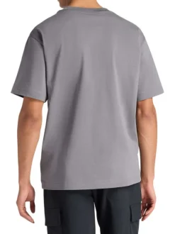 T-shirt en coton gris uni avec une coupe droite et un col rond