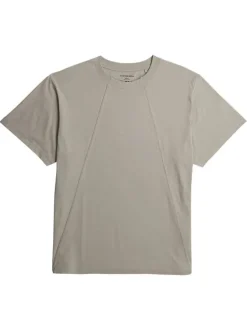 T-shirt en coton gris uni avec une coupe droite et un patch d'authenticité