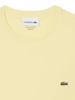 T-shirt en coton jaune à coupe droite pourvu d'un col rond côtelé