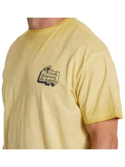 T-shirt en coton jaune effet chiné à col rond coupe droite avec logo