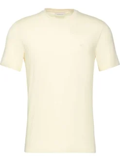T-shirt en coton jaune uni avec une coupe droite et un col rond