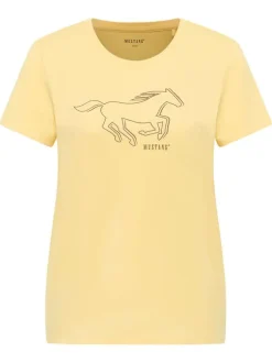 T-shirt en coton jaune uni pourvu du logo imprimé sur la poitrine