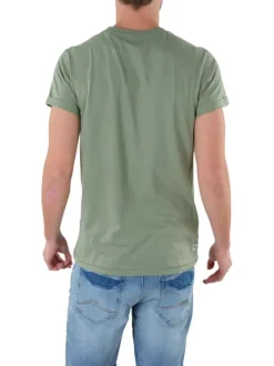 T-shirt en coton kaki avec tête de mort à coupe droite et col rond