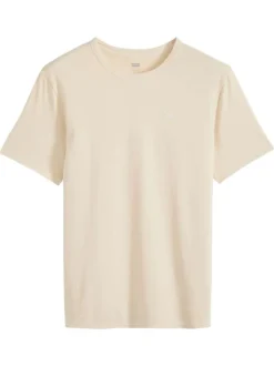 T-shirt en coton kaki avec un col rond et le logo brodé en petit