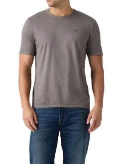 T-shirt en coton kaki avec un col rond et le logo brodé en petit
