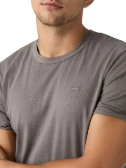 T-shirt en coton kaki avec un col rond et le logo brodé en petit