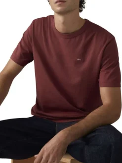 T-shirt en coton kaki avec un col rond et le logo brodé en petit