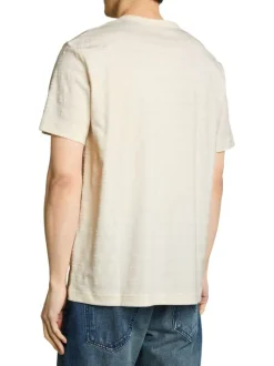 T-shirt en coton kaki avec un col rond et le logo brodé en petit