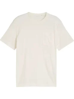 T-shirt en coton kaki avec un col rond et le logo brodé en petit