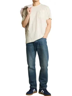T-shirt en coton kaki avec un col rond et le logo brodé en petit