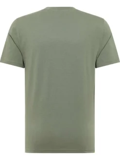 T-shirt en coton kaki à col rond orné d'un logo oversize à l'avant