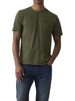 T-shirt en coton kaki à coupe droite pourvu du logo de la marque