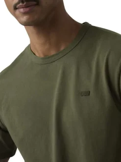 T-shirt en coton kaki à coupe droite pourvu du logo de la marque