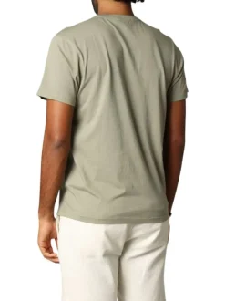 T-shirt en coton kaki imprimé avec une coupe droite et un col rond