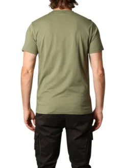 T-shirt en coton kaki imprimé avec une coupe droite et un col rond