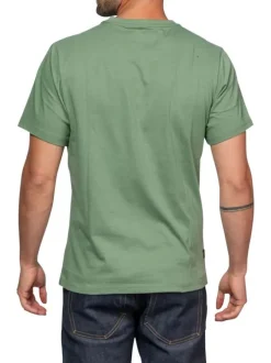 T-shirt en coton kaki imprimé pourvu d'un col rond et de manches courtes