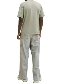T-shirt en coton kaki pourvu d'un col rond et de manches courtes