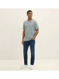 T-shirt en coton kaki uni avec une coupe droite et un col rond