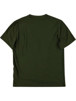 T-shirt en coton kaki uni avec une coupe droite et un col rond