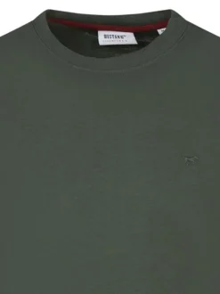 T-shirt en coton kaki uni avec une coupe droite et un col rond