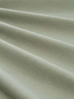 T-shirt en coton kaki uni pourvu d'une coupe droite et d'un col rond