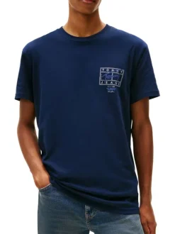 T-shirt en coton lavande imprimé avec une coupe droite et un col rond