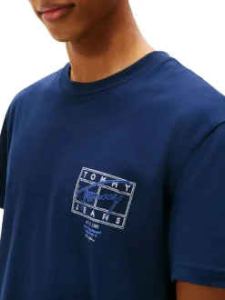T-shirt en coton lavande imprimé avec une coupe droite et un col rond