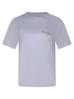 T-shirt en coton lilas uni avec une coupe droite et un col rond