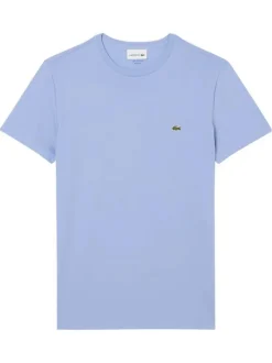 T-shirt en coton lilas uni à col rond avec le petit logo brodé