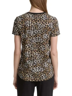 T-shirt en coton léopard avec un col rond et des manches courtes