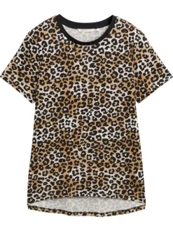 T-shirt en coton léopard avec un col rond et des manches courtes