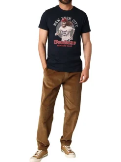 T-shirt en coton marine avec un col rond et des manches courtes