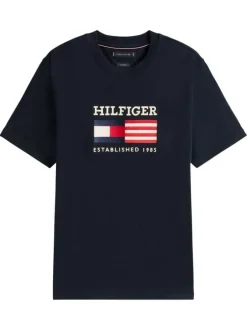 T-shirt en coton marine avec un col rond et des manches courtes