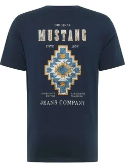 T-shirt en coton marine avec un motif fantaisie et des manches courtes